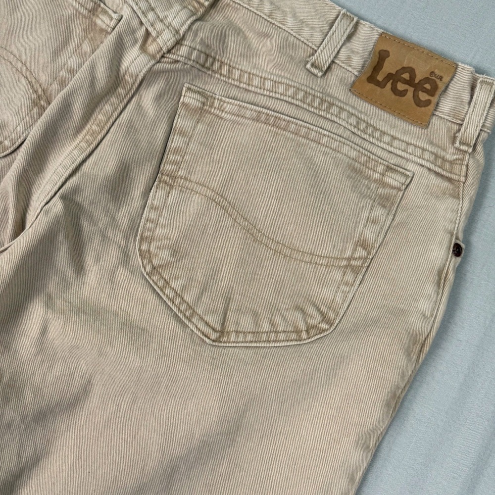 VTG 90s Lee Mens Tan Straight Leg Denim Jeans Made in USA 36x30 Khaki E327-019